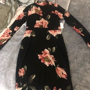 “Charlotte Russe” floral high neck bodycon dress
